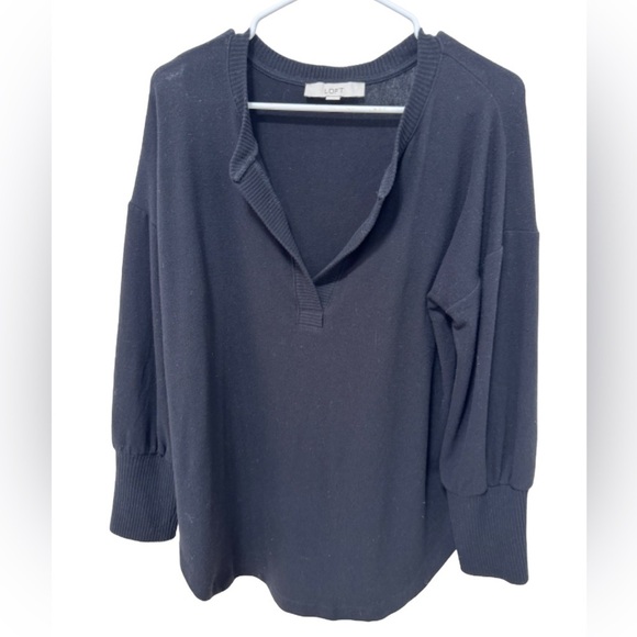LOFT Sweaters - Loft Black Sweater V Neck Top Size Large, Casual, Polyester Spandex Blend
